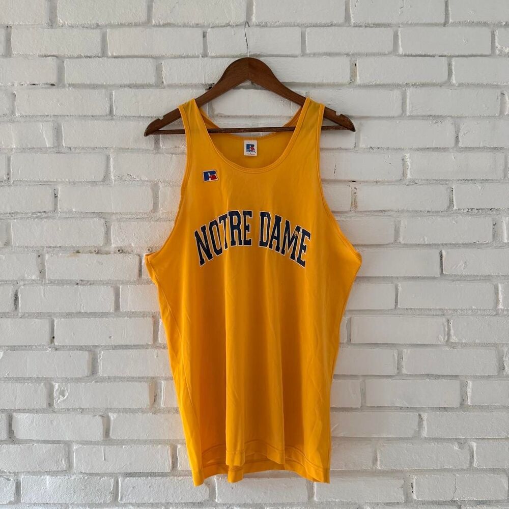 Vintage 90s Notre Dame Russell Athletic Track Jersey (Size Large)